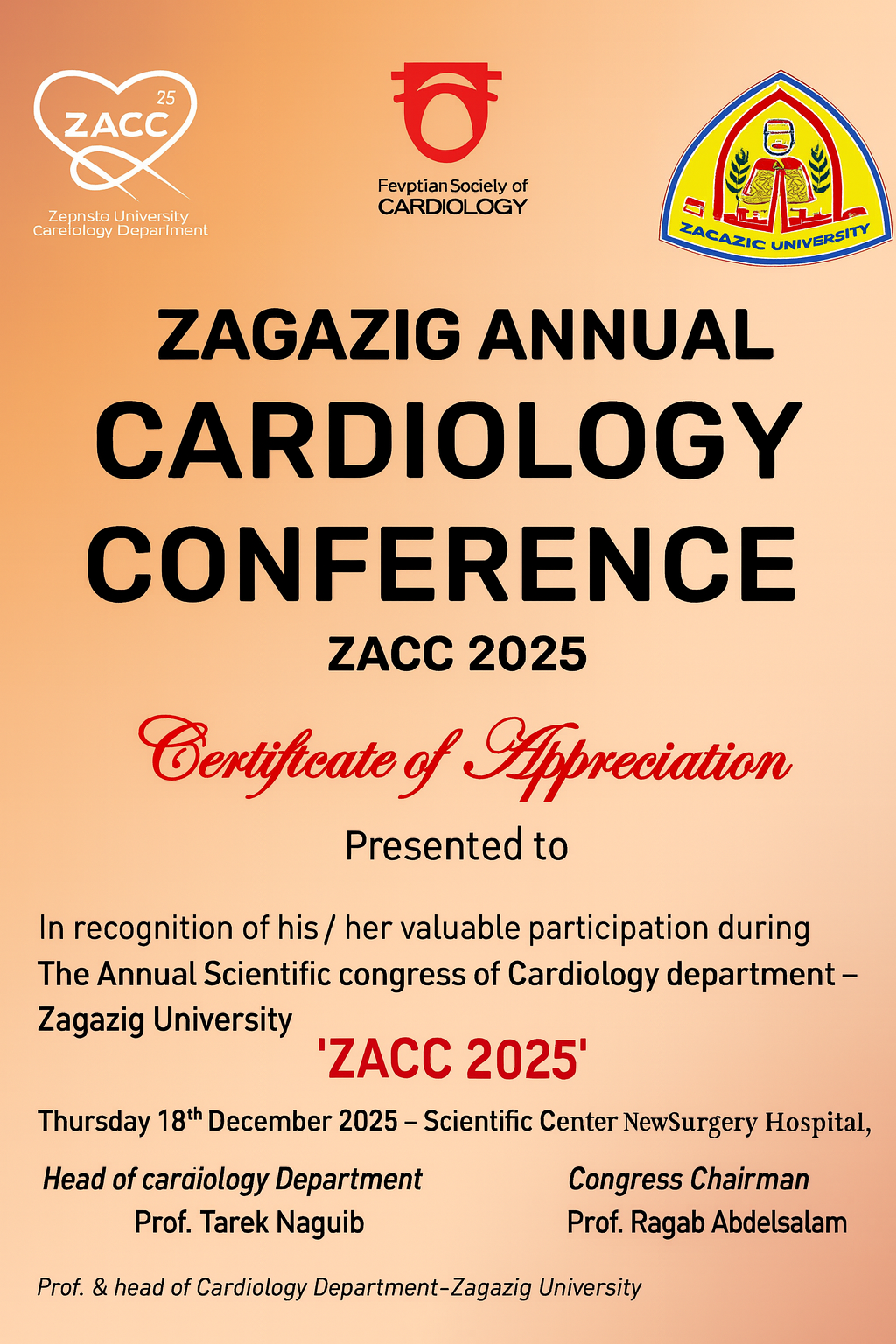 Zagazig Annual Cardiology Conference ZACC 2025